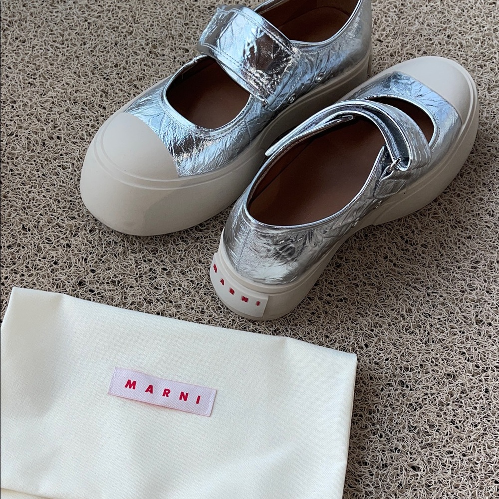 Marni Metallic Silver Dress Shoes